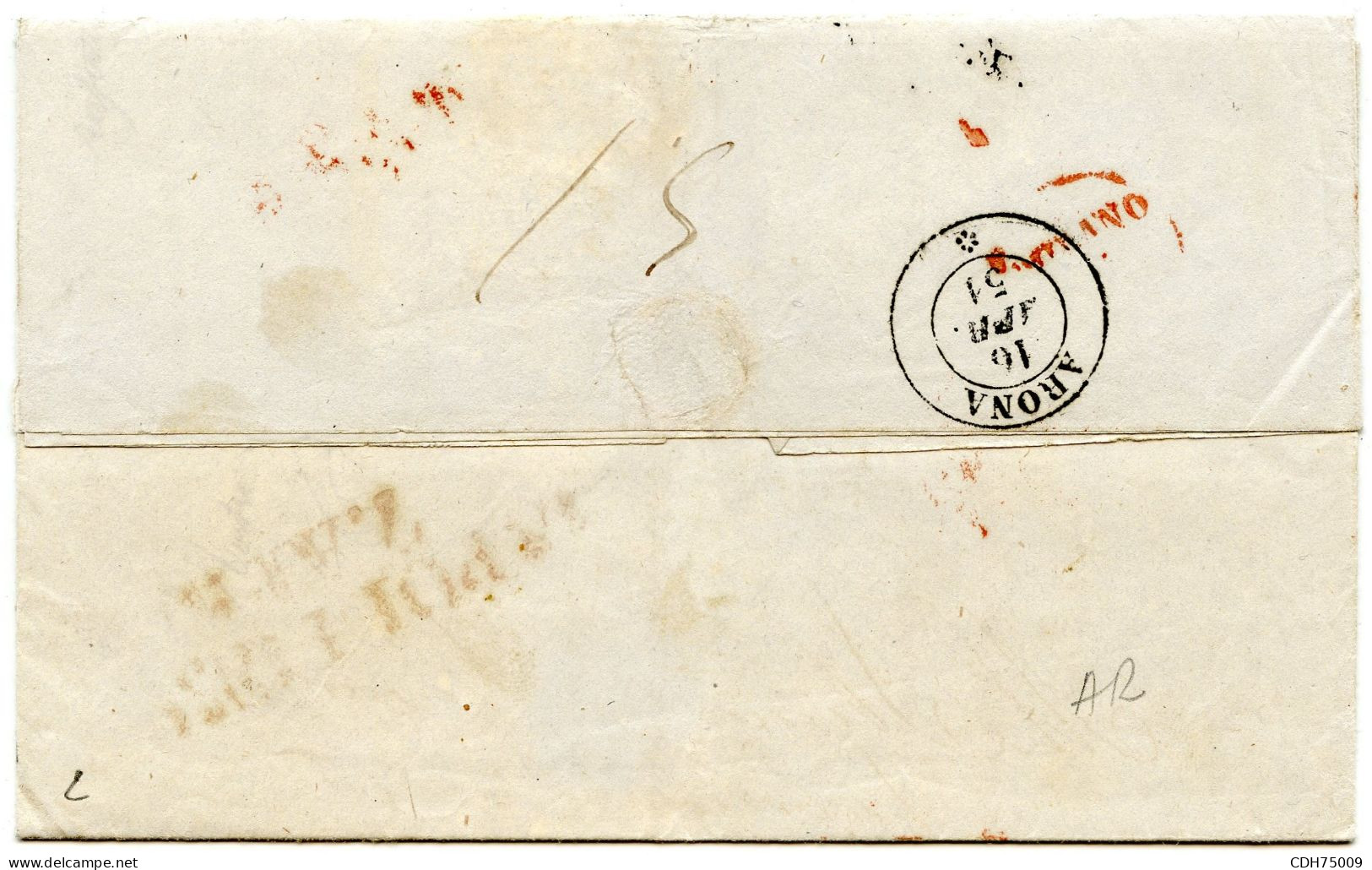 ITALIE - TRANSITO PER LO STATO PONTIFICO SUR LETTRE AVEC CORRESPONDANCE DE CARNELLO POUR ARONA, 1851 - 1. ...-1850 Prefilatelia