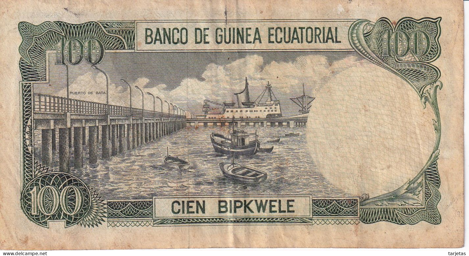 BILLETE DE GUINEA ECUATORIAL DE 100 BIPKWELE DEL AÑO 1979 (BANKNOTE) - Guinea Equatoriale
