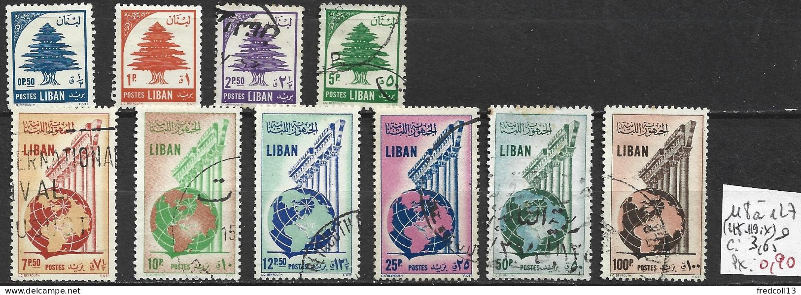 LIBAN 118 à 127 Oblitérés ( 118-119 : * ) Côte 3.65 € - Lebanon