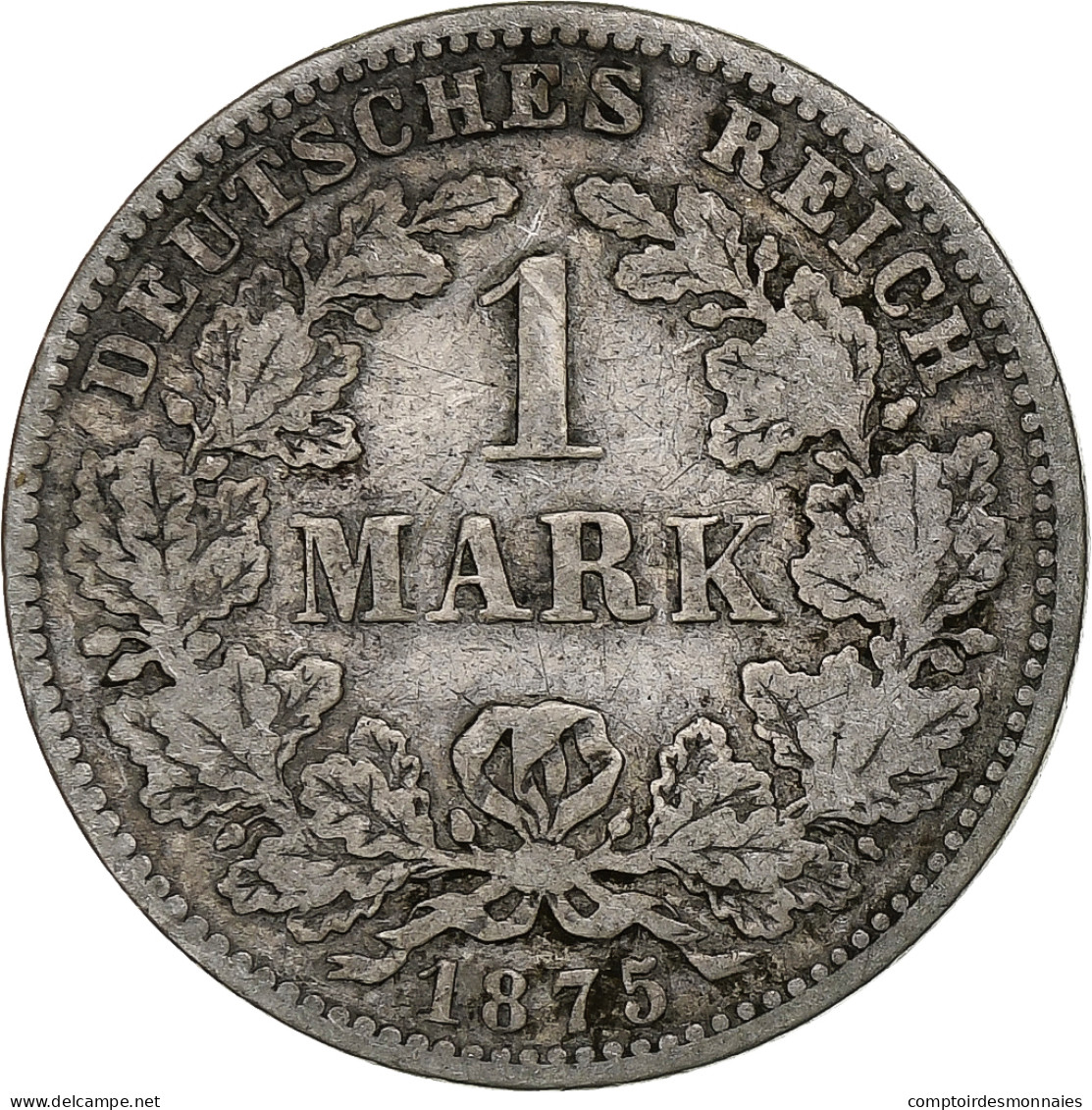 Empire Allemand, Wilhelm I, Mark, 1875, Hambourg, Argent, TB+, KM:7 - 1 Mark