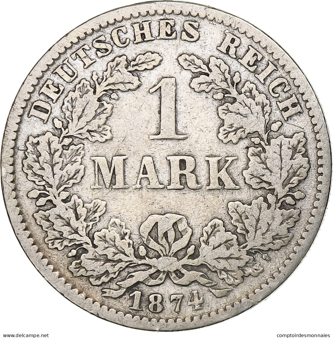 GERMANY - EMPIRE, Wilhelm I, Mark, 1874, Munich, TB+, Argent, KM:7 - 1 Mark