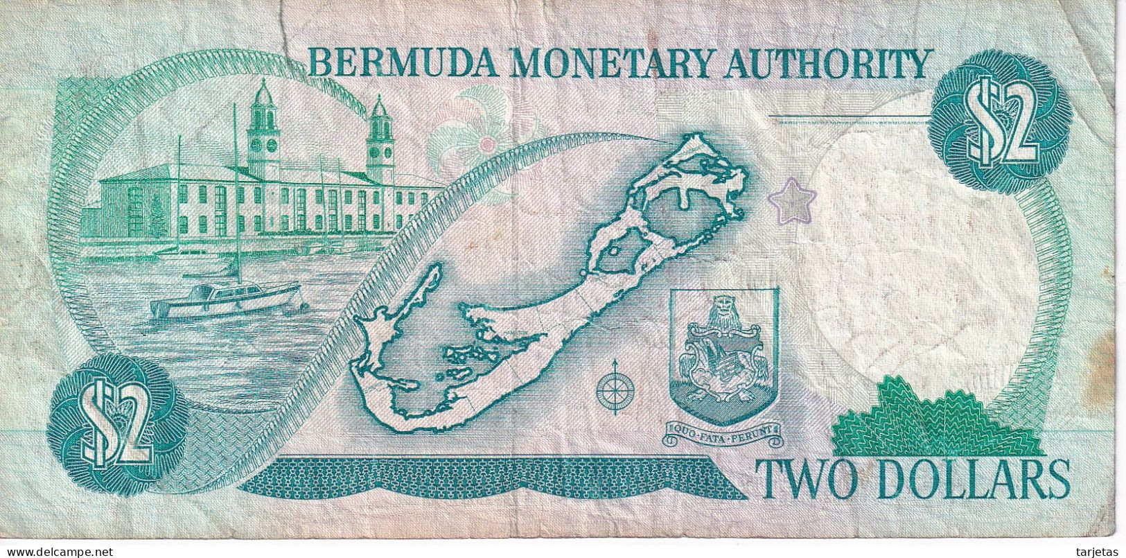 BILLETE DE BERMUDA DE 2 DOLLARS DEL AÑO 1988 (BANKNOTE) - Bermude