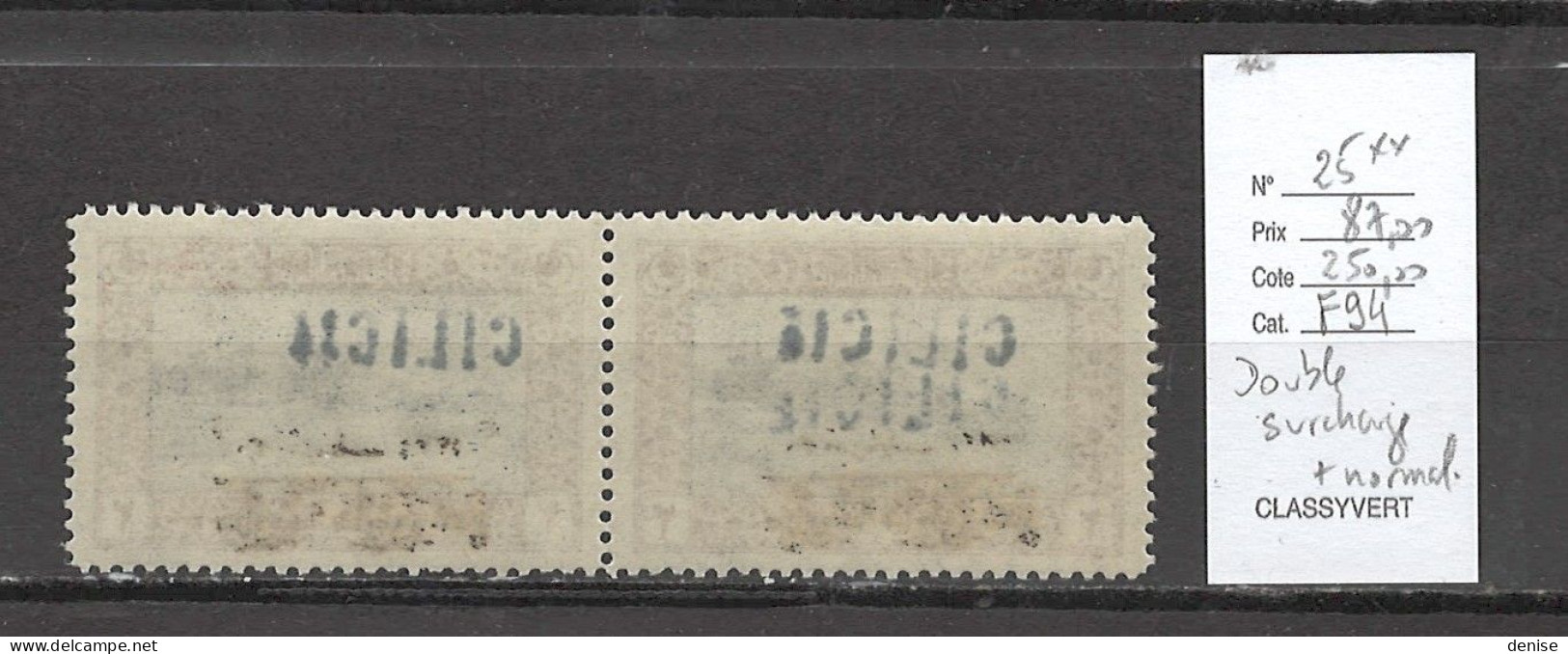 Cilicie - Yvert 25** - Paire Avec Surcharge Double Tenant à Normal - Unused Stamps