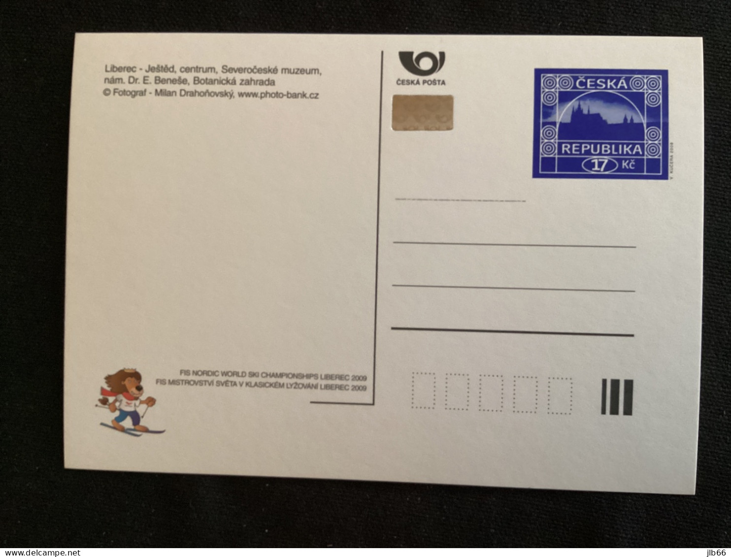 2009 CPH 11 Neuf Verso Hradcany Mucha Bleu 17 CZK Championnat Du Monde De Ski Nordique Liberec - Cartes Postales