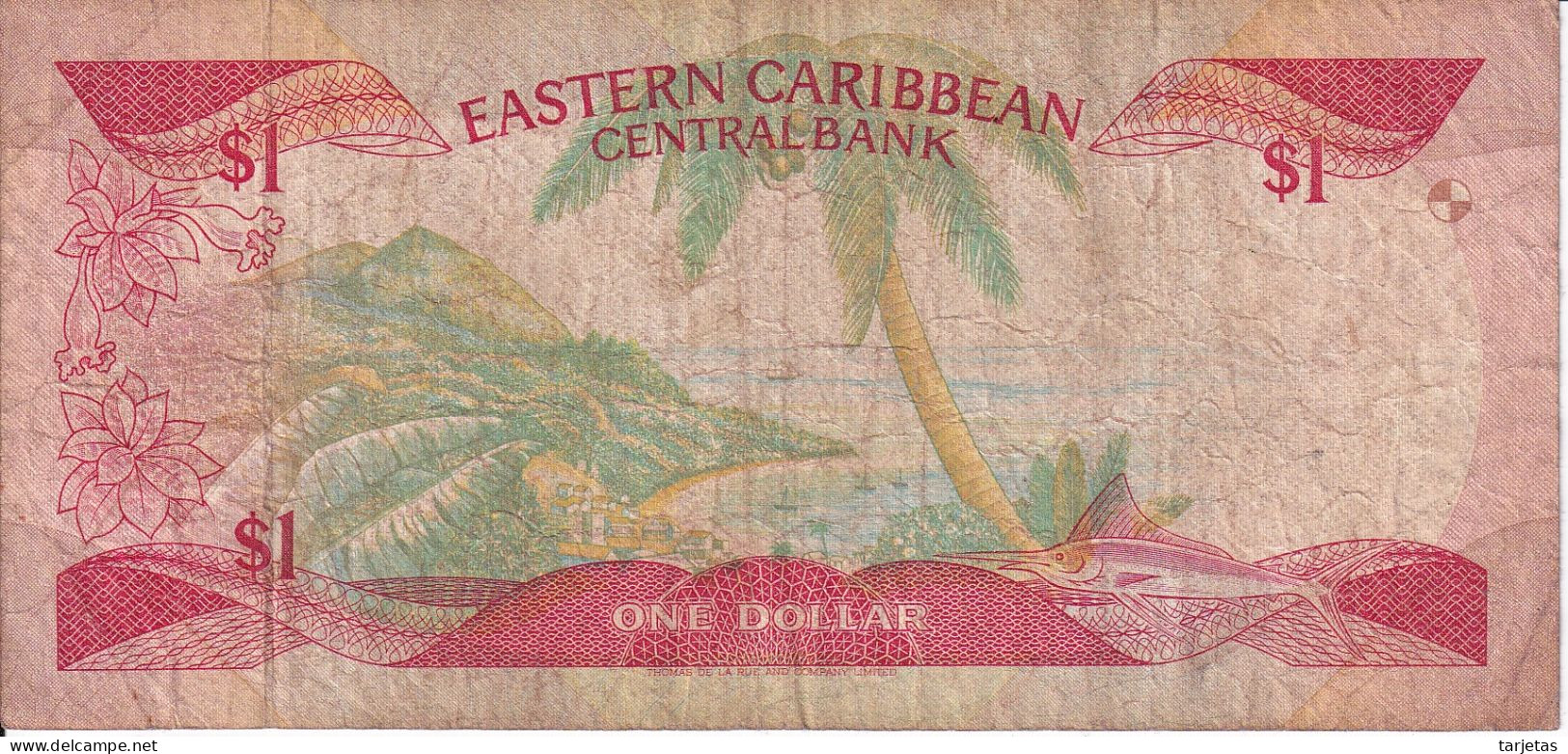 BILLETE DE EASTERN CARIBBEAN CENTRAL DE 1 DOLLAR DEL AÑO 1985 (BANKNOTE) - Oostelijke Caraïben