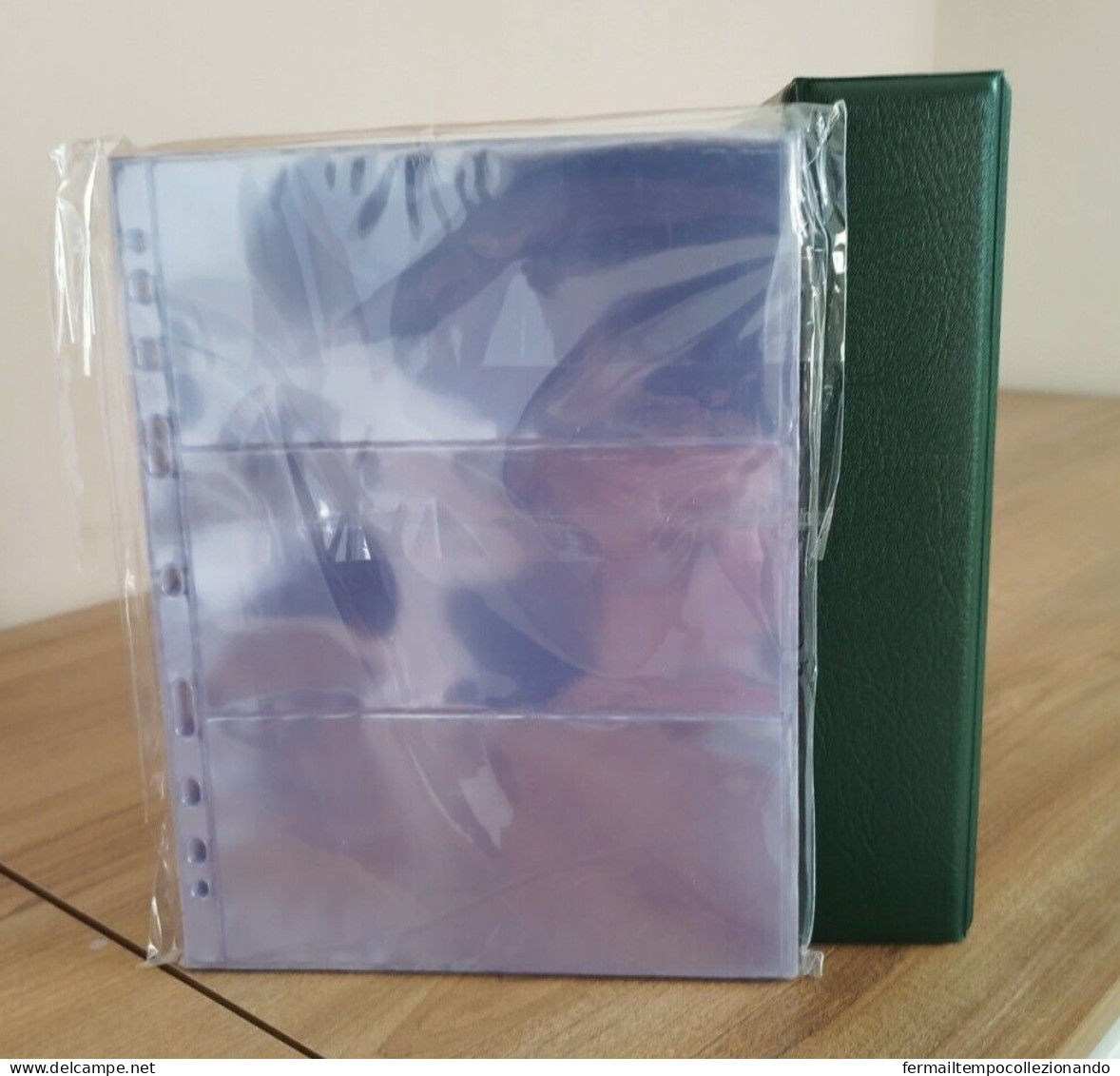 Raccoglitore Verde Con 50 Fogli Trasparenti 3 Tasche Per Banconote Cartamoneta - Literatur & Software