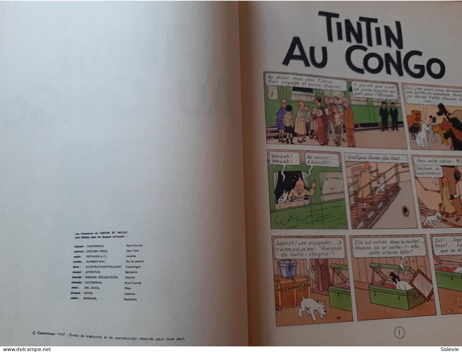 Lot de 5 Tintin - Editions Casterman - 1947 à 1962