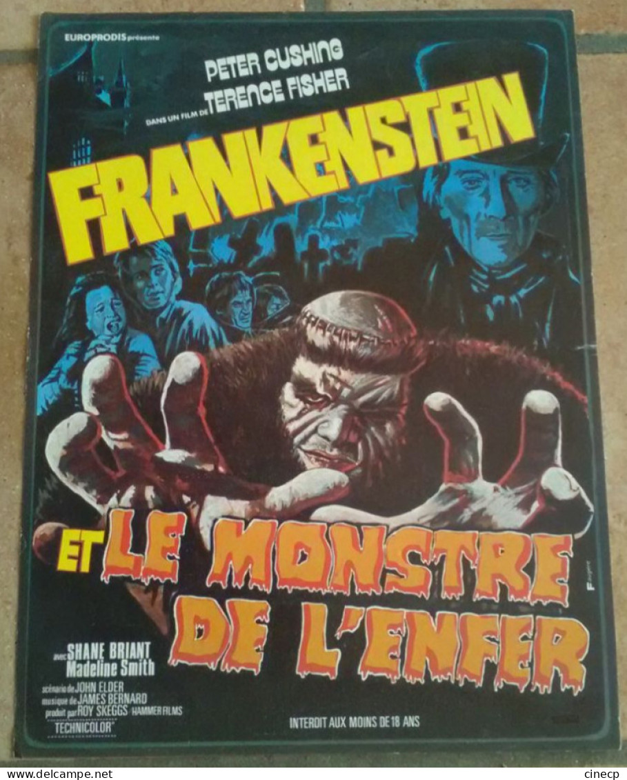 PLAQUETTE PUBLICITAIRE FILM FRANKENSTEIN ET LE MONSTRE DE L'ENFER CUSHING FISHER TBE CINEMA DESSIN - Cinema Advertisement