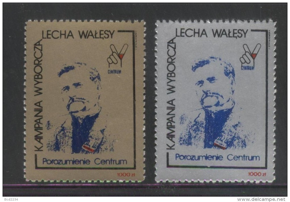 POLAND SOLIDARITY SOLIDARNOSC POROZUMIENIE CENTRUM LECH WALESA PRESIDENTIAL CAMPAIGN GOLD SILVER NOBEL PRIZE WINNER - Solidarnosc Vignetten