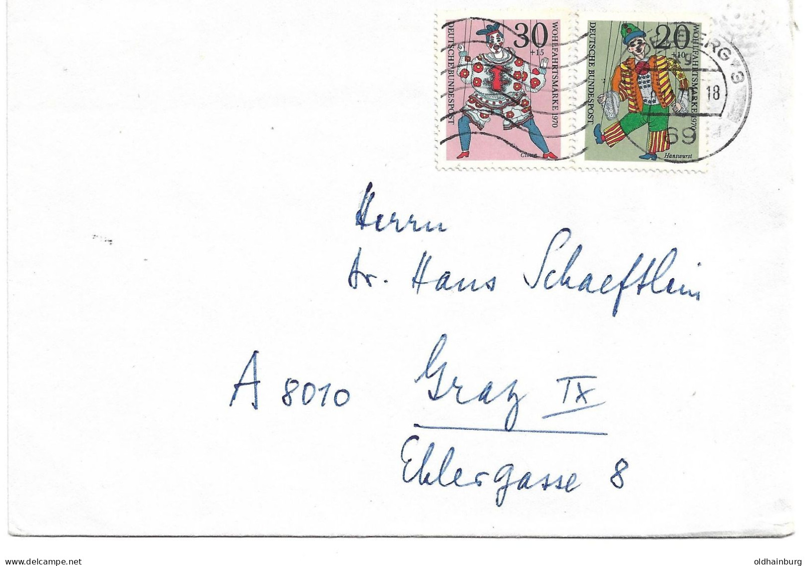 0503o: BRD- Bedarfsbrief 1970 Mit Motiv Marionetten - Marionetten