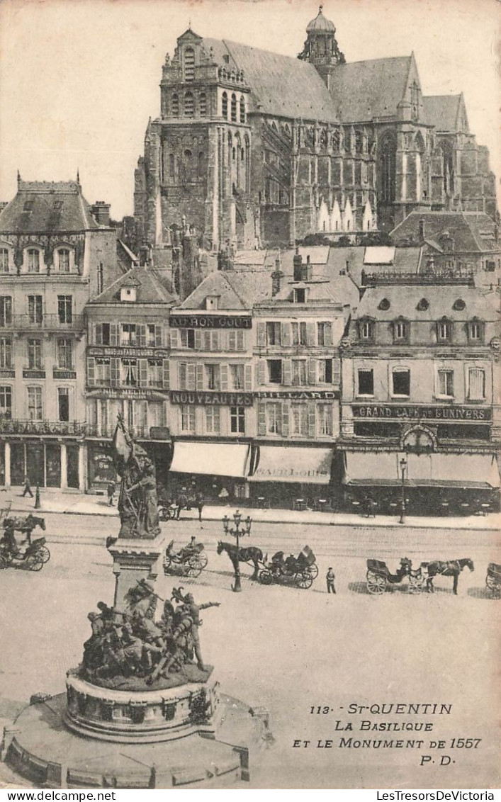 FRANCE - St Quentin - Vue De La Basilique  Et Le Monument De 1557 - P D  - Carte Postale Ancienne - Abbeville