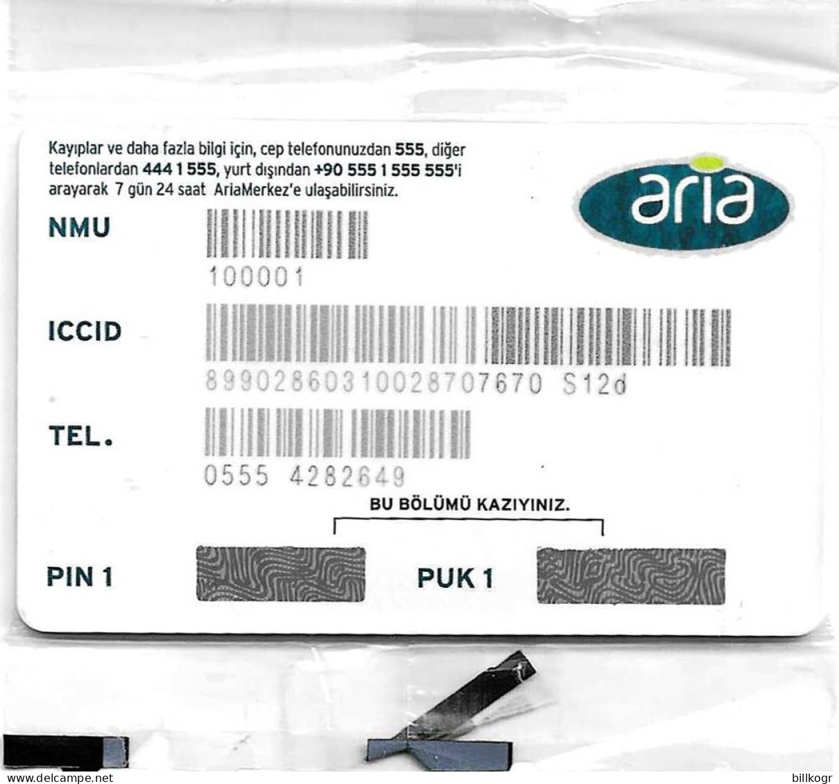 TURKEY - Aria GSM, Chip Gemplus, Mint - Turchia