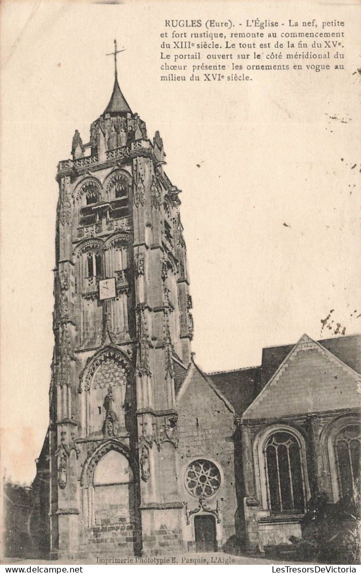 FRANCE - Rugles (Eure) - Vue Générale De L'église - Le Nef Petite Et Fort Rustique - Carte Postale Ancienne - Bernay