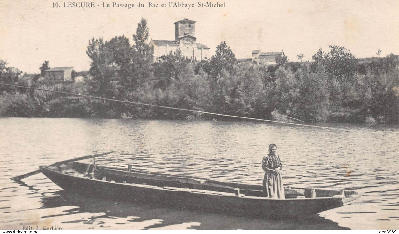 LESCURE (Tarn)  - Le Passage Du Bac à Traille Et L'Abbaye Saint-Michel - Voyagé 1918 (2 Scans) - Lescure