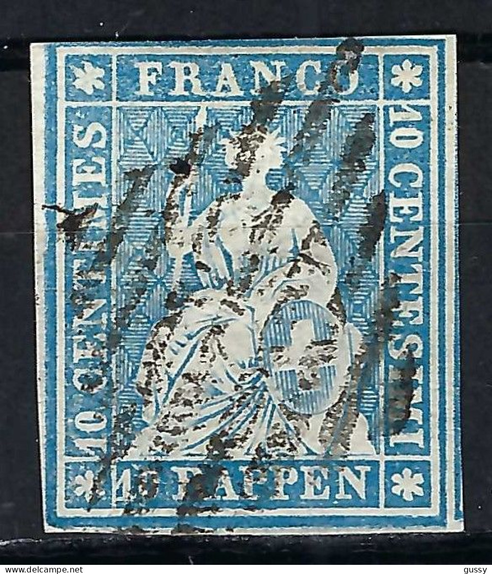 SUISSE Ca.1856-57: Le ZNr. 23Cc, 4 Marges Obl. "grille à 9 Barres" Signé Weidt Forte Cote - Used Stamps