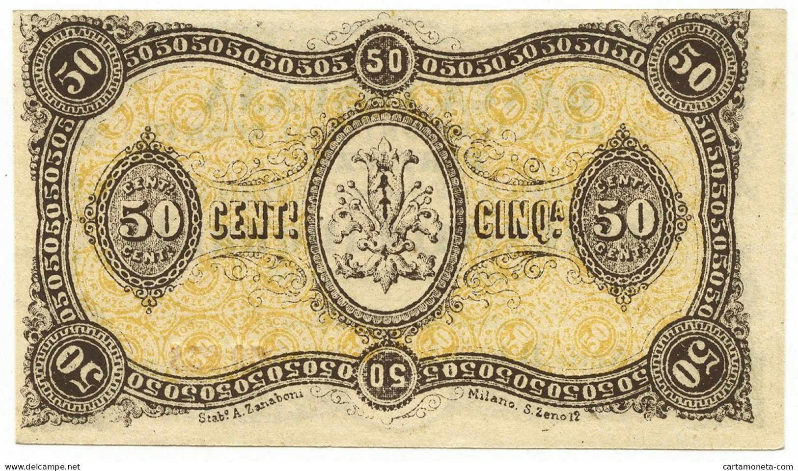 50 CENTESIMI BANCA TOSCANA DI ANTICIPAZIONE E SCONTO FIRENZE 24/04/1870 SUP+ - Autres & Non Classés