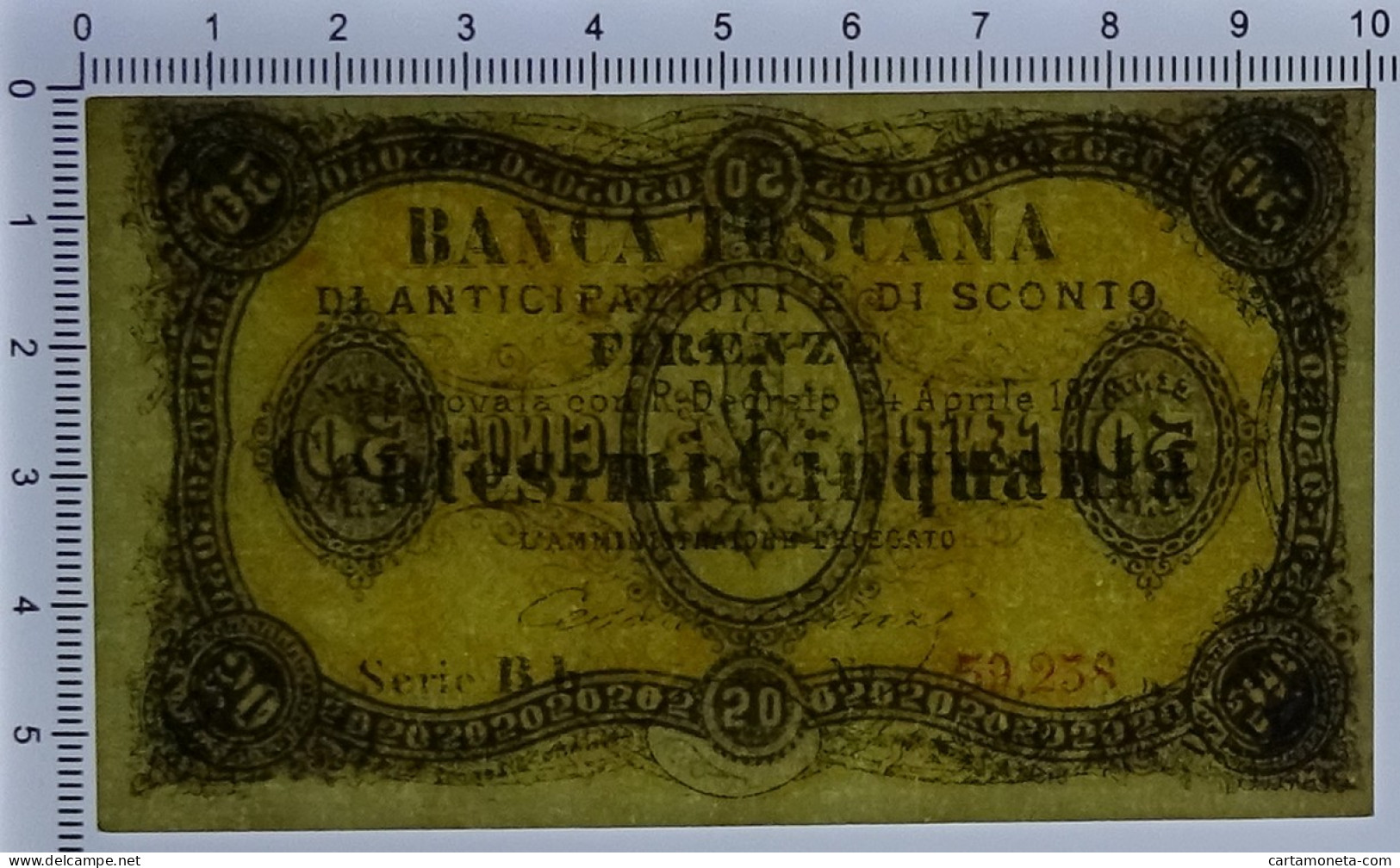 50 CENTESIMI BANCA TOSCANA DI ANTICIPAZIONE E SCONTO FIRENZE 24/04/1870 SUP+ - Other & Unclassified