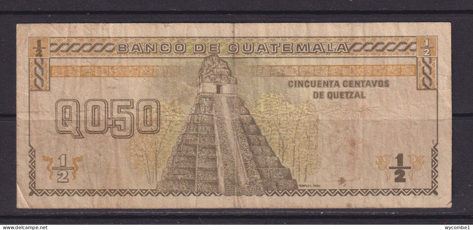 GUATEMALA - 1989 Half Quetzal Circulated Banknote - Guatemala