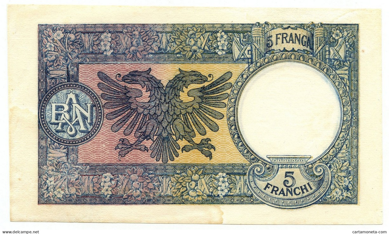 5 FRANCHI REGNO D'ITALIA E ALB. BANCA NAZIONALE D'ALBANIA GIUGNO 1939 SPL- - Ohne Zuordnung