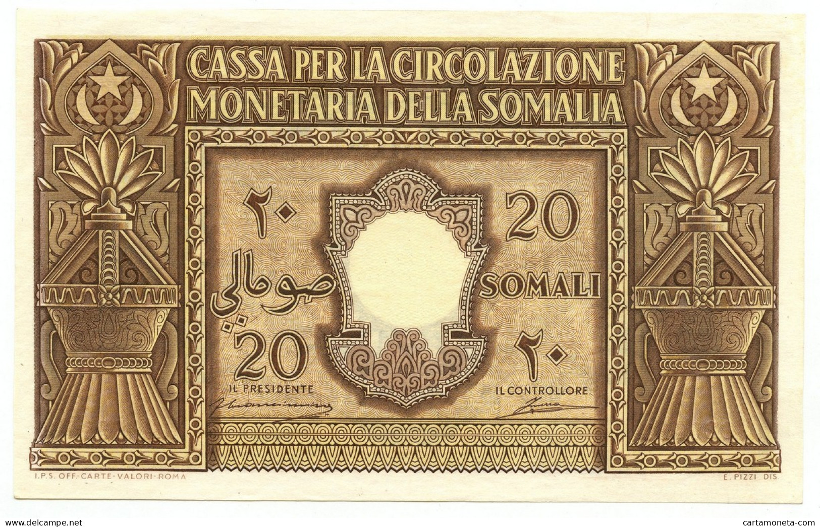 20 SOMALI CASSA PER LA CIRCOLAZIONE MONETARIA SOMALIA AFIS 1950 SUP+ - Somalie