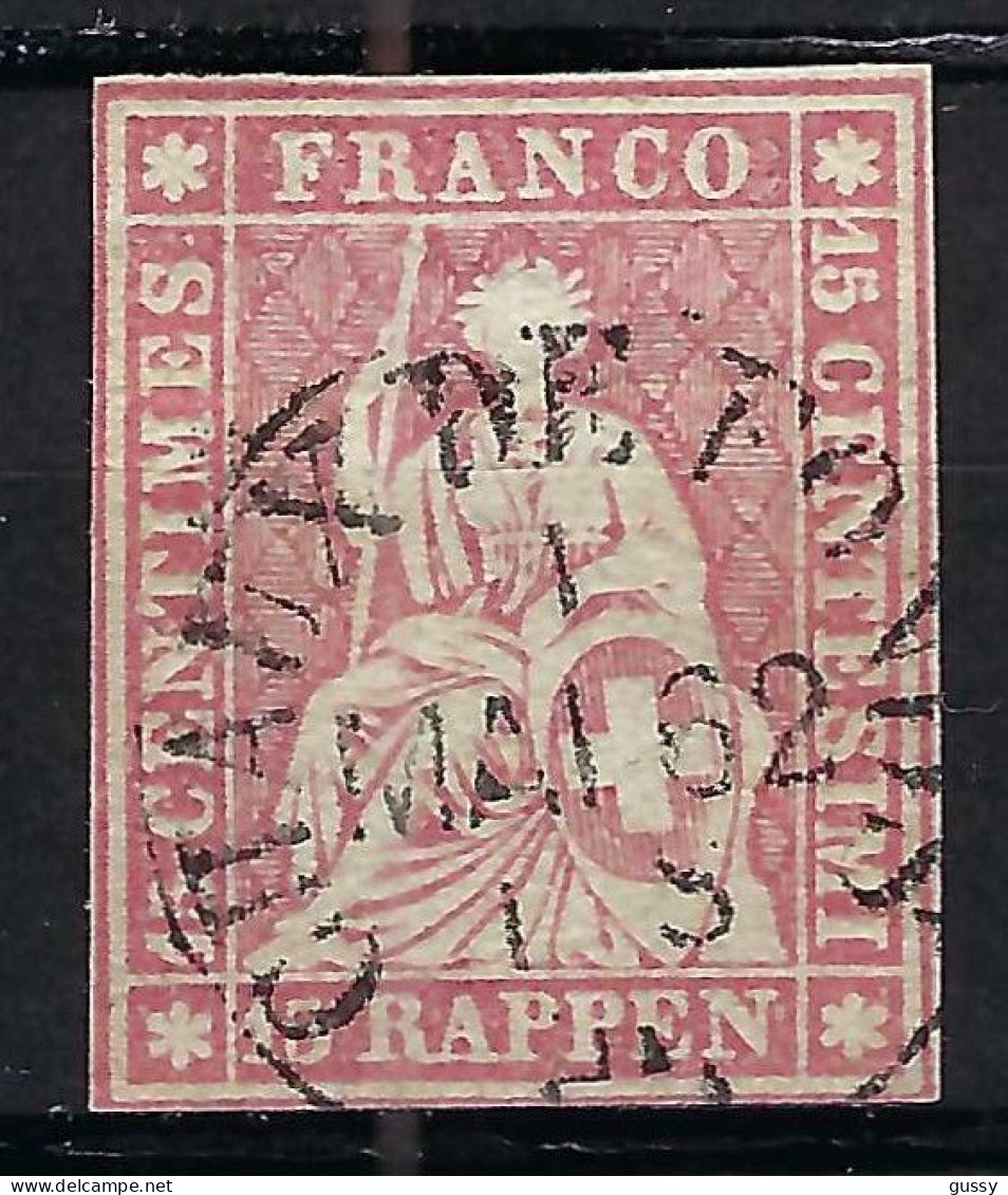 SUISSE Ca.1857-62: Le ZNr. 24G, 4 Marges, B Obl. CAD "Chaux De Fonds" - Gebruikt