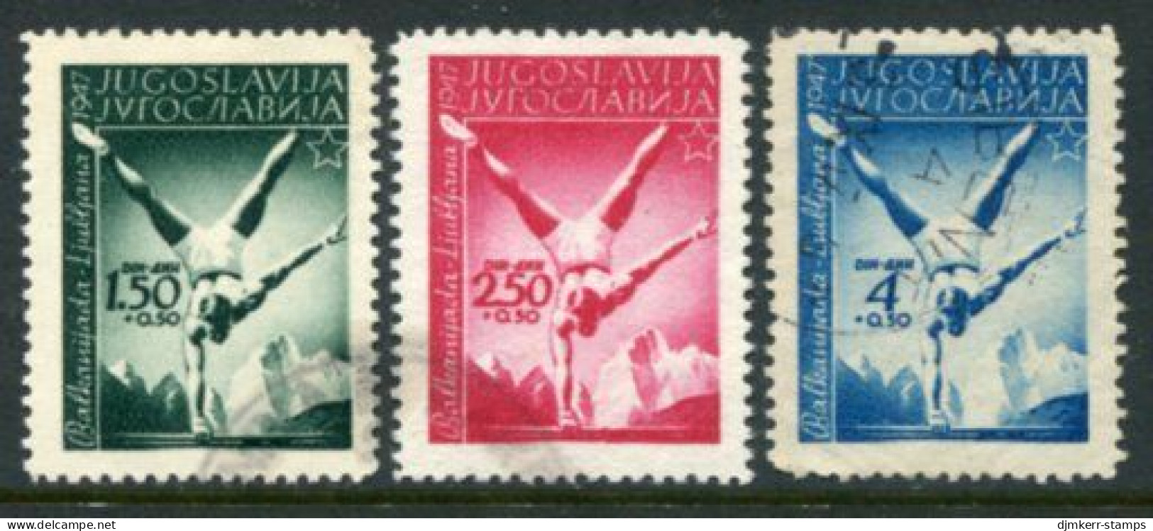 YUGOSLAVIA 1947 Balkan Games Used.  Michel 524-26 - Usati