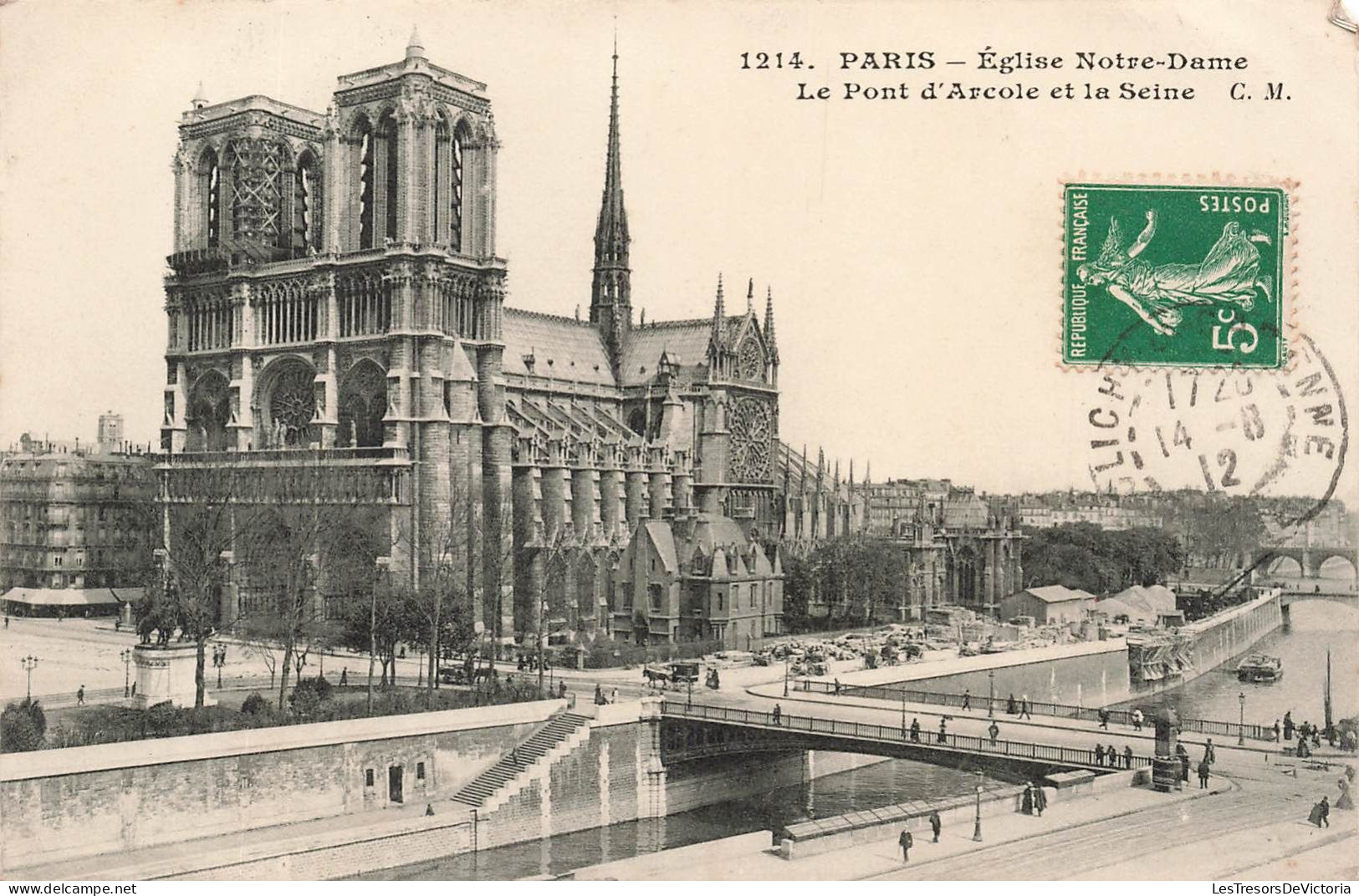 FRANCE - Paris - Vue De L'église Notre Dame - Le Pont D'Arcole Et La Seine - Animé - Carte Postale Ancienne - Notre Dame De Paris