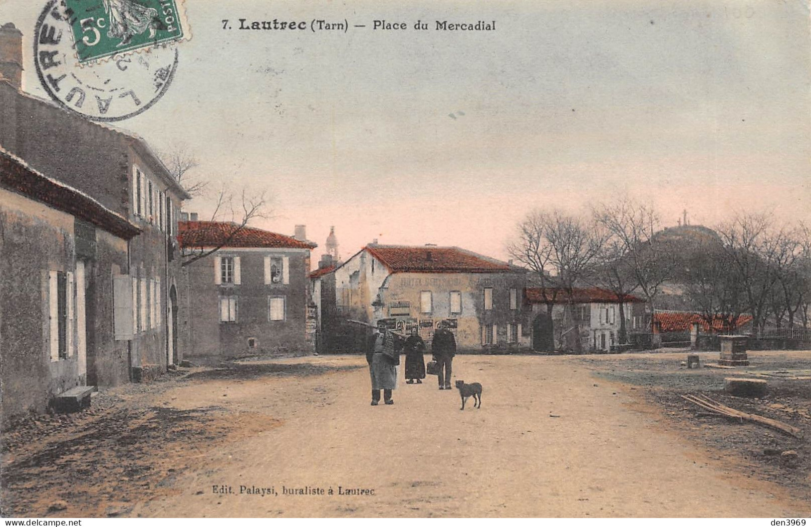 LAUTREC (Tarn)  - Place Du Mercadial - Tirage Couleurs (RARE) - Voyagé 1910 (2 Scans) Bordeaux Caudéran 26 Rue Villebrun - Lautrec