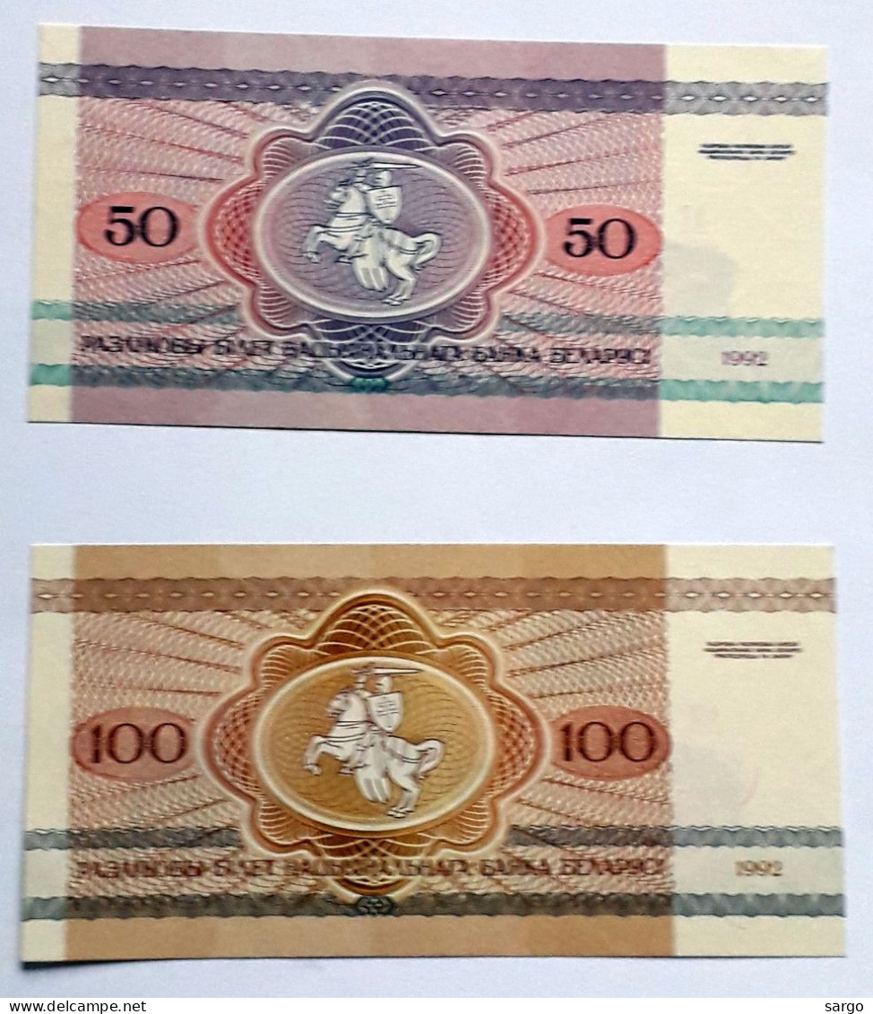 BELARUS - 50,100 RUBLEI - P 7, P 8  (1992) - 2 PCS - UNC - BANKNOTES - PAPER MONEY - CARTAMONETA - - Bangladesh