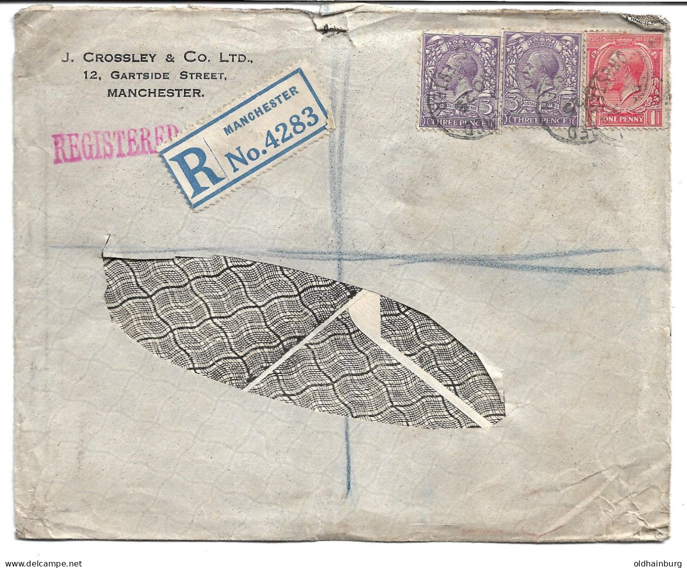 0503c: Brief Aus Manchester 1925, Nicht Mein Sammelgebiet (Adresse Leider Ausgeschnitten) - Storia Postale