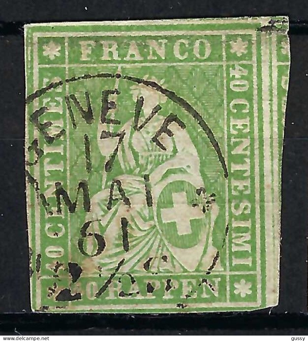 SUISSE Ca.1857-62: Le ZNr. 26G, 4 Marges, B Obl. CAD "Genève", Forte Cote - Oblitérés