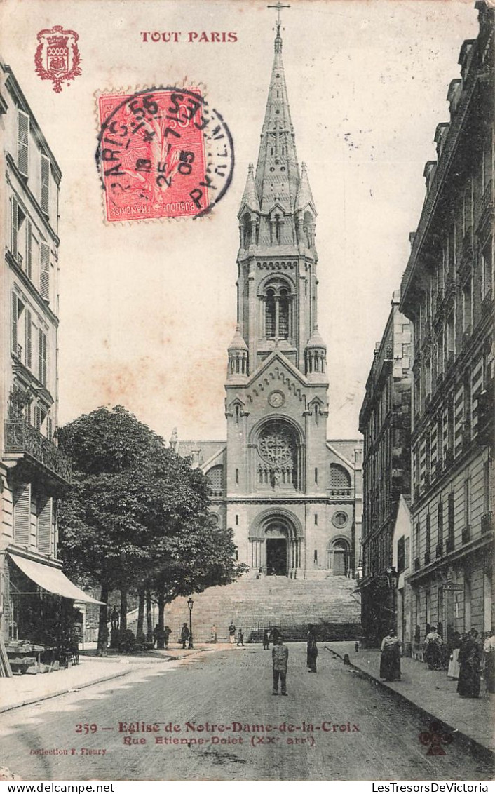 FRANCE - Tout Paris - Vue De L'église Notre Dame De La Croix - Rue Etienne Dolet - Animé - Carte Postale Ancienne - Kirchen