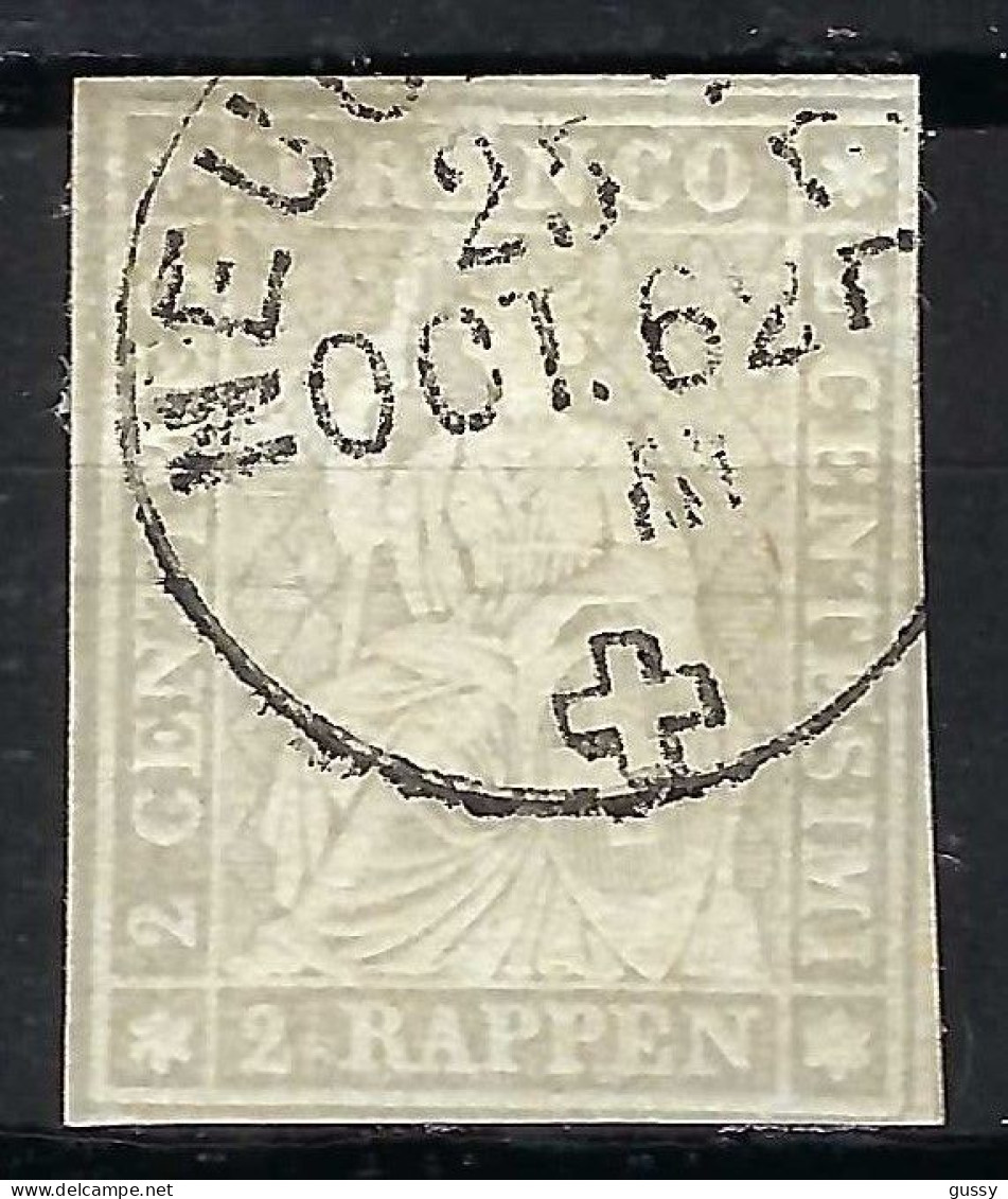 SUISSE Ca.1857-62: Le ZNr. 21G, 3-4 Marges, B Obl. CAD "Neuchâtel", Forte Cote - Used Stamps
