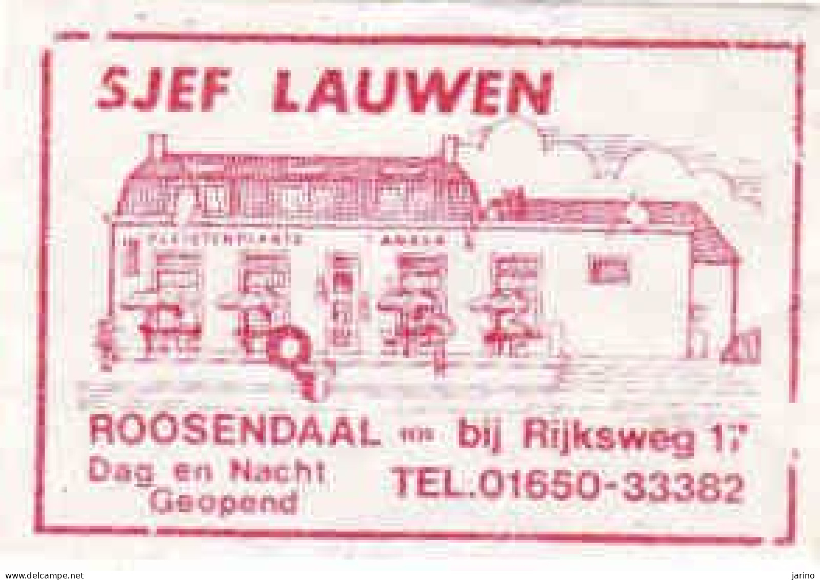 Dutch Matchbox Label, Roosendaal - North Brabant, SJEF LAUWEN, Rijksweg 17, Holland Netherlands - Boites D'allumettes - Etiquettes