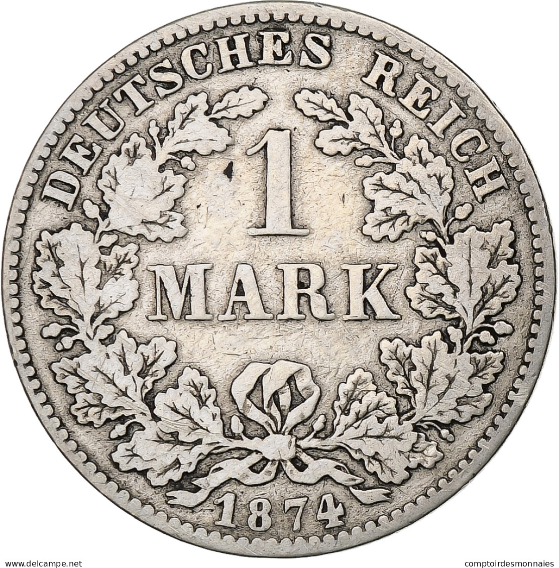 Empire Allemand, Wilhelm I, Mark, 1874, Darmstadt, Argent, TB+, KM:7 - 1 Mark