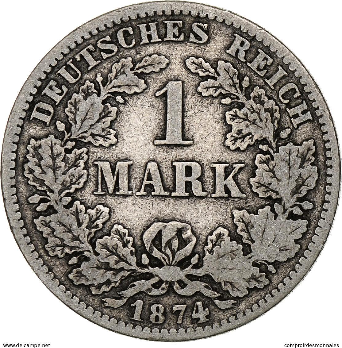 Empire Allemand, Wilhelm I, Mark, 1874, Dresde, Argent, TB+, KM:7 - 1 Mark