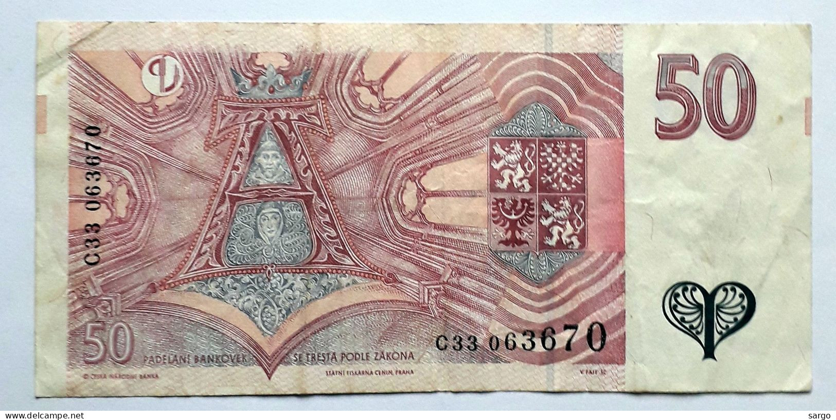 CZECH REPOUBLIC - 50 KORUN  - P 17  (1997) - CIRC - BANKNOTES - PAPER MONEY - CARTAMONETA - - Tsjechië