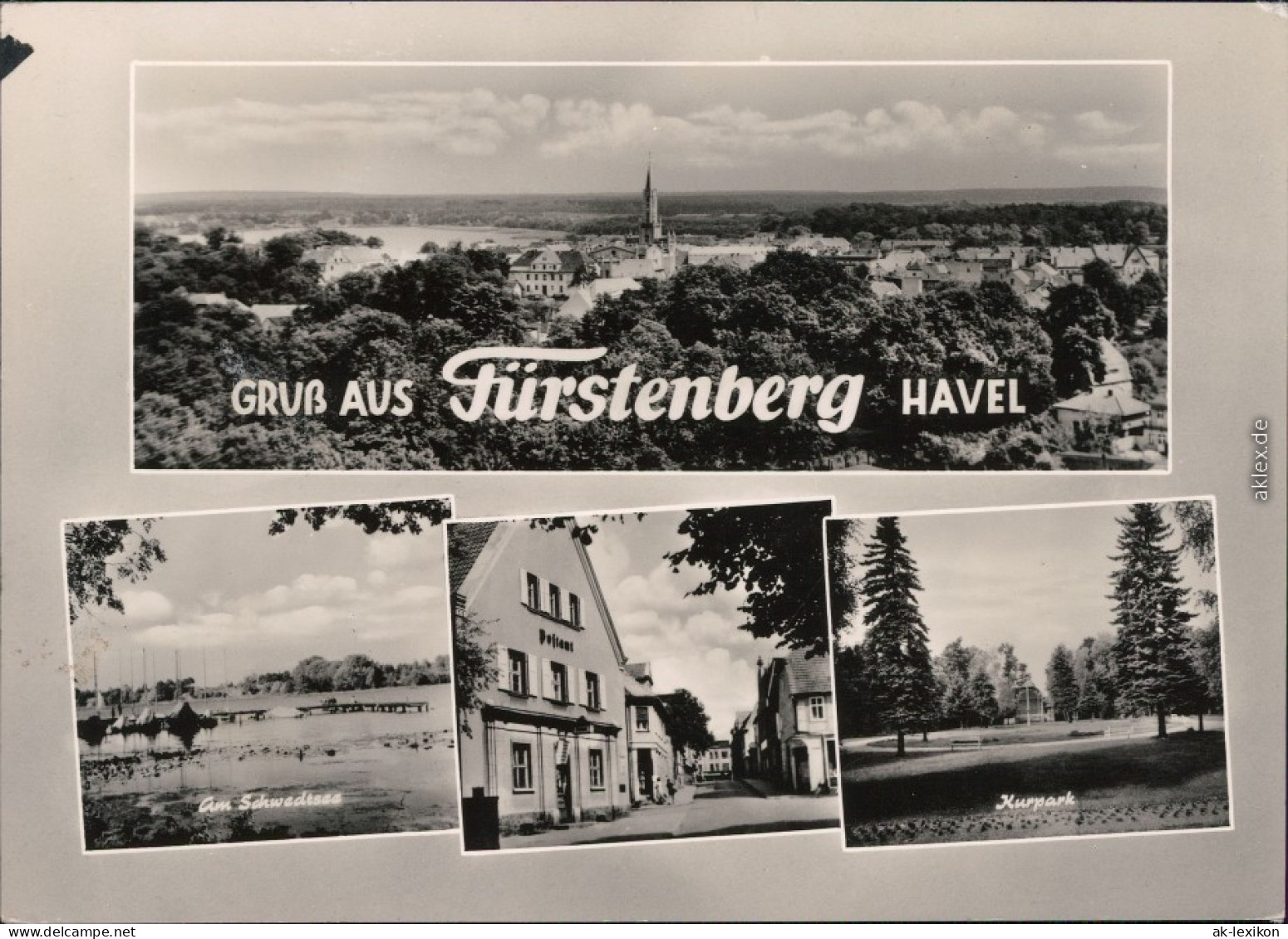 Fürstenberg/Havel Überblick, Am Schwedtsee, Postamt, Kurpark 1964 - Fürstenberg