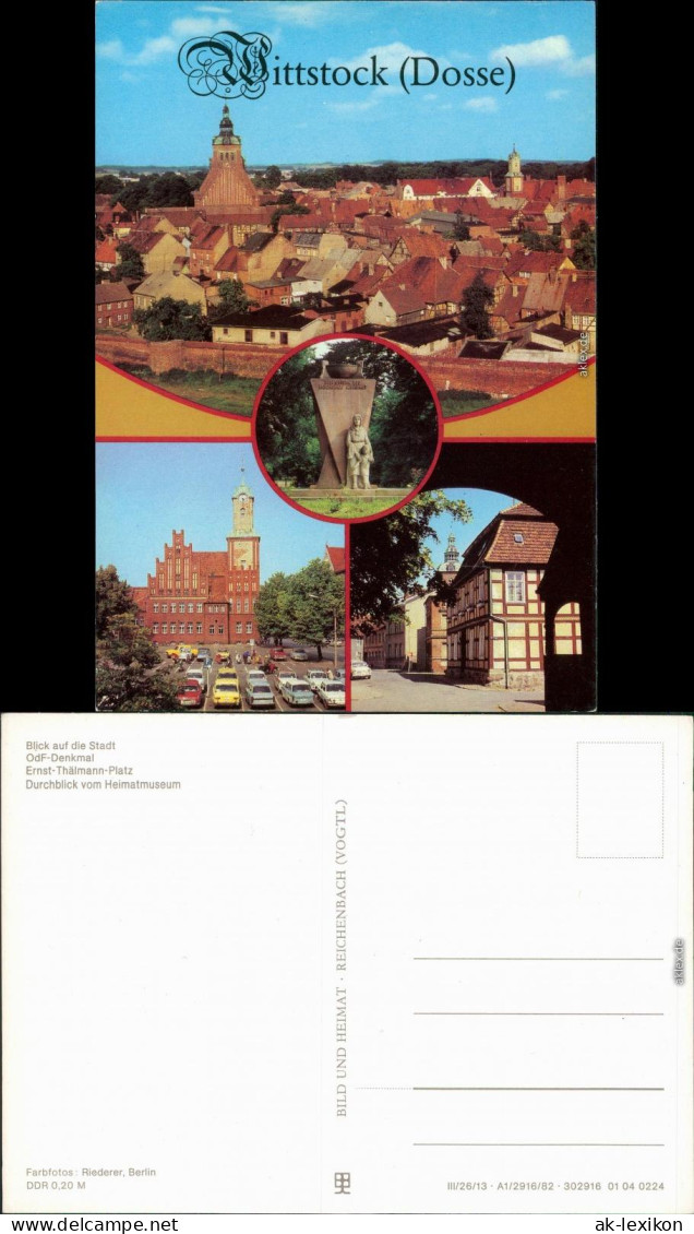 Wittstock Dosse Panorama-Ansicht, OdF-Denkmal, Ernst-Thälmann-Platz,  1982 - Wittstock