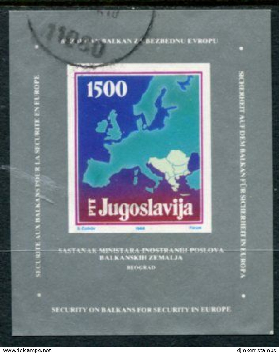 YUGOSLAVIA 1988 Balkan Foreign Ministers Conference Block Used.  Michel Block 31 - Blocs-feuillets
