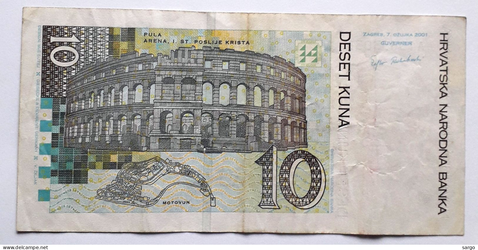 CROATIA - 10 KUNA  - P 38 (2001) - CIRC - BANKNOTES - PAPER MONEY - CARTAMONETA - - Croatie