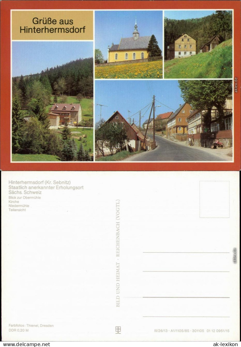 Hinterhermsdorf Sebnitz Blick Zur Obermühle, Kirche, Niedermühle,  1985 - Hinterhermsdorf