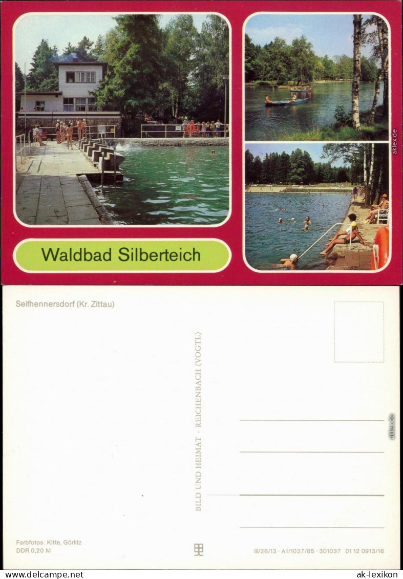 Seifhennersdorf Waldbad Silberteich -   Kanufahrer, Schwimmbecken 1985 - Seifhennersdorf
