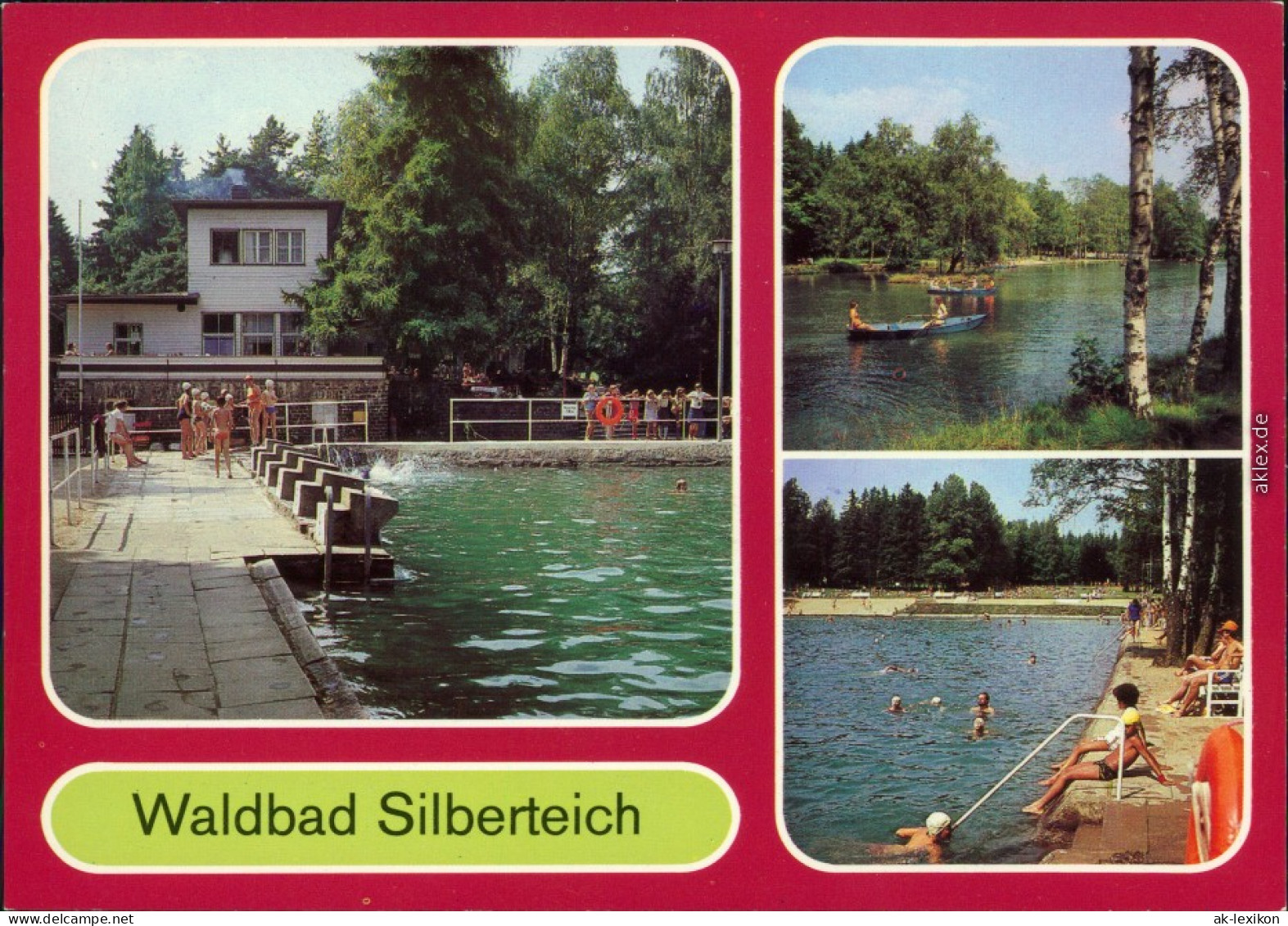 Seifhennersdorf Waldbad Silberteich -   Kanufahrer, Schwimmbecken 1985 - Seifhennersdorf