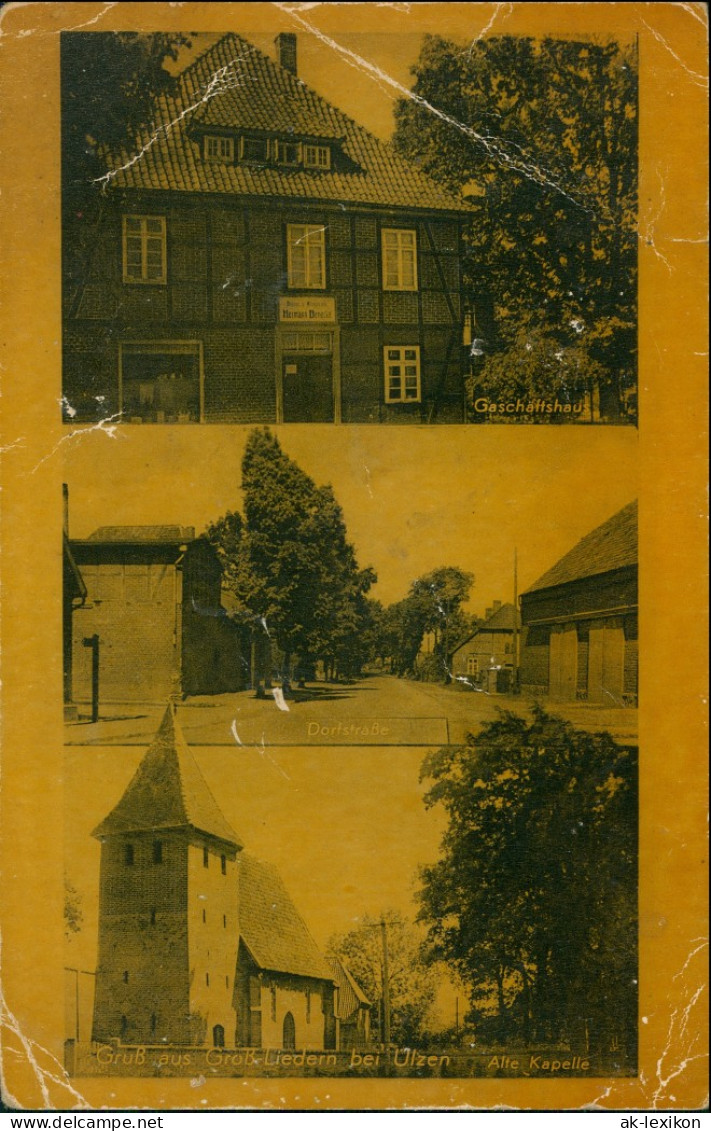 Ansichtskarte Groß Liedern-Uelzen § Bild: Geschäftshaus, Dorfstraße 1942 - Uelzen