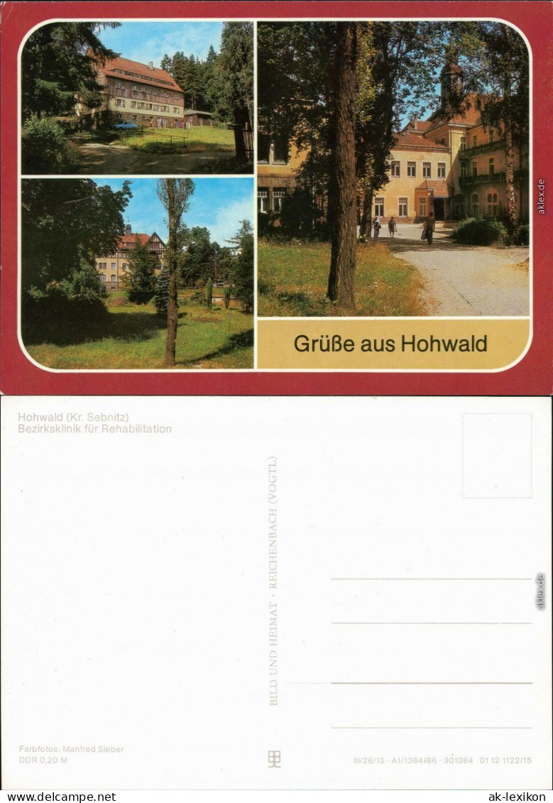 Hohwald (Sachsen) Bezirksklinik Für Rehabilitation 1986 - Hohwald (Sachsen)