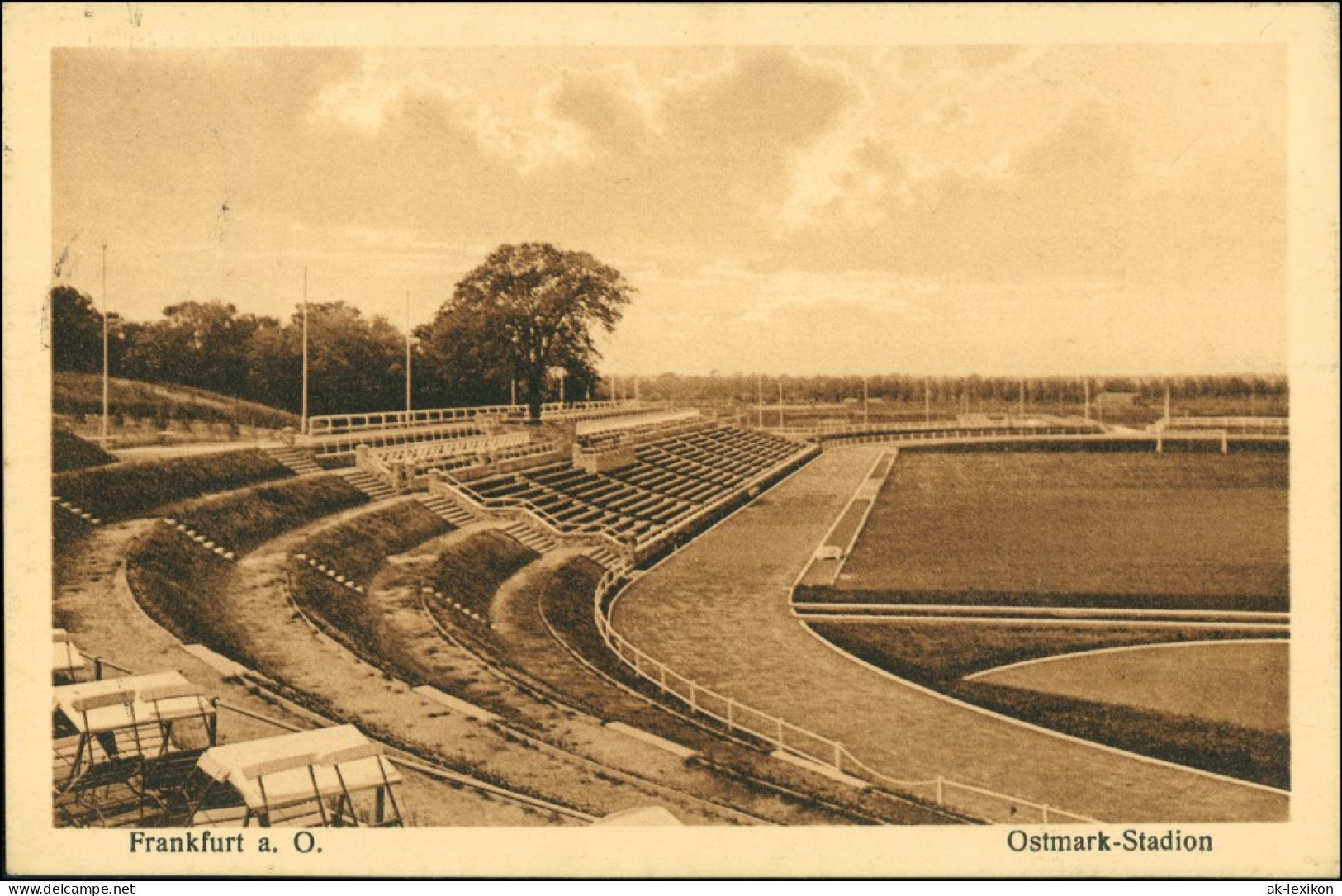Słubice Frankfurt(Oder): Dammvorstadt/Gartenstadt Ostmarkstadion  Tribünen 1928 - Neumark