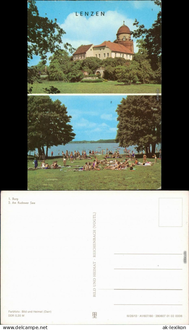 Lenzen (Elbe) 1 Burg 2 Rudower See Ansichtskarte 1980 - Lenzen