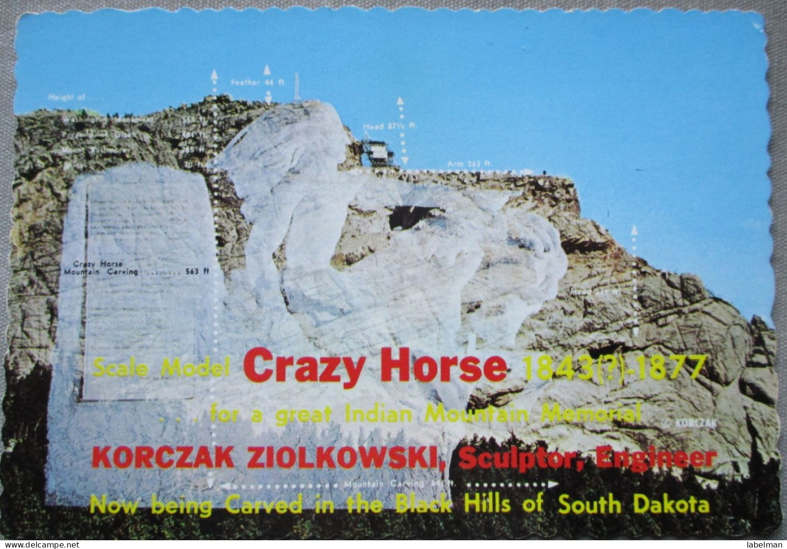 USA UNITED STATES CRAZY HORSE MOUNTAIN CARVING KORCZAK CARD POSTCARD CARTE POSTALE ANSICHTSKARTE CARTOLINA POSTKARTE - Las Vegas