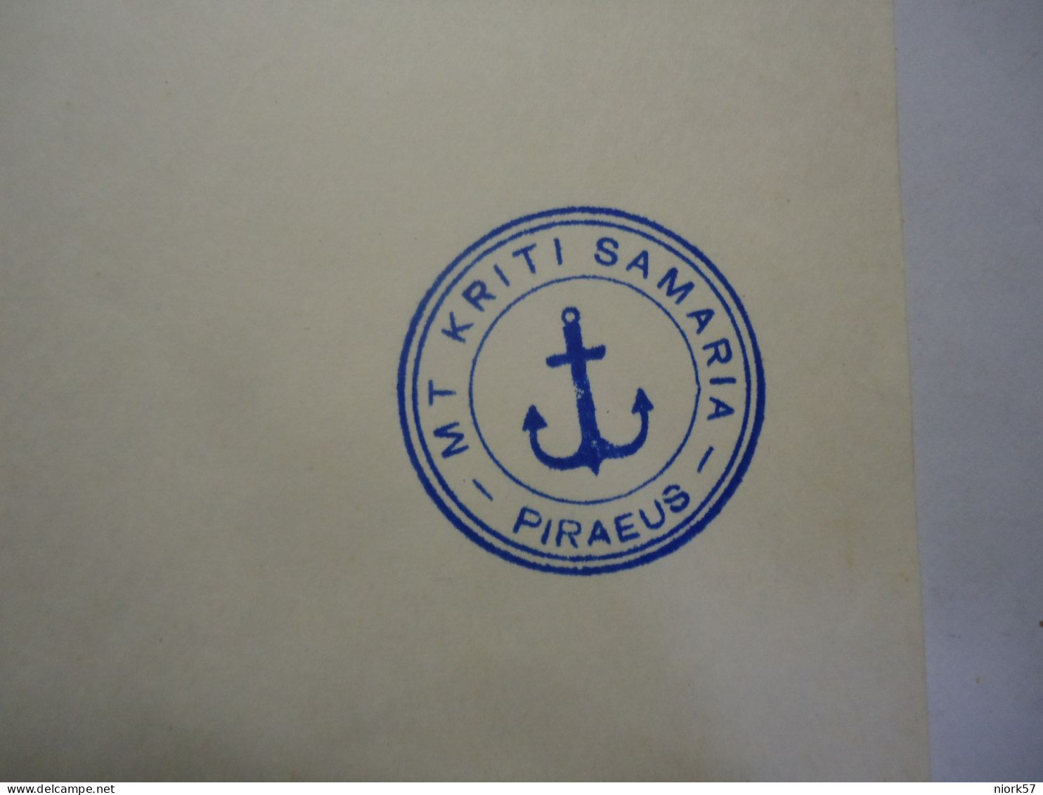 GRETE GREECE POSTMARK ΑΓΚΥΡΑ  SHIPS M.T KRITI SAMARIA  ΧΑΝΙΑ -PERAEUS - Crète